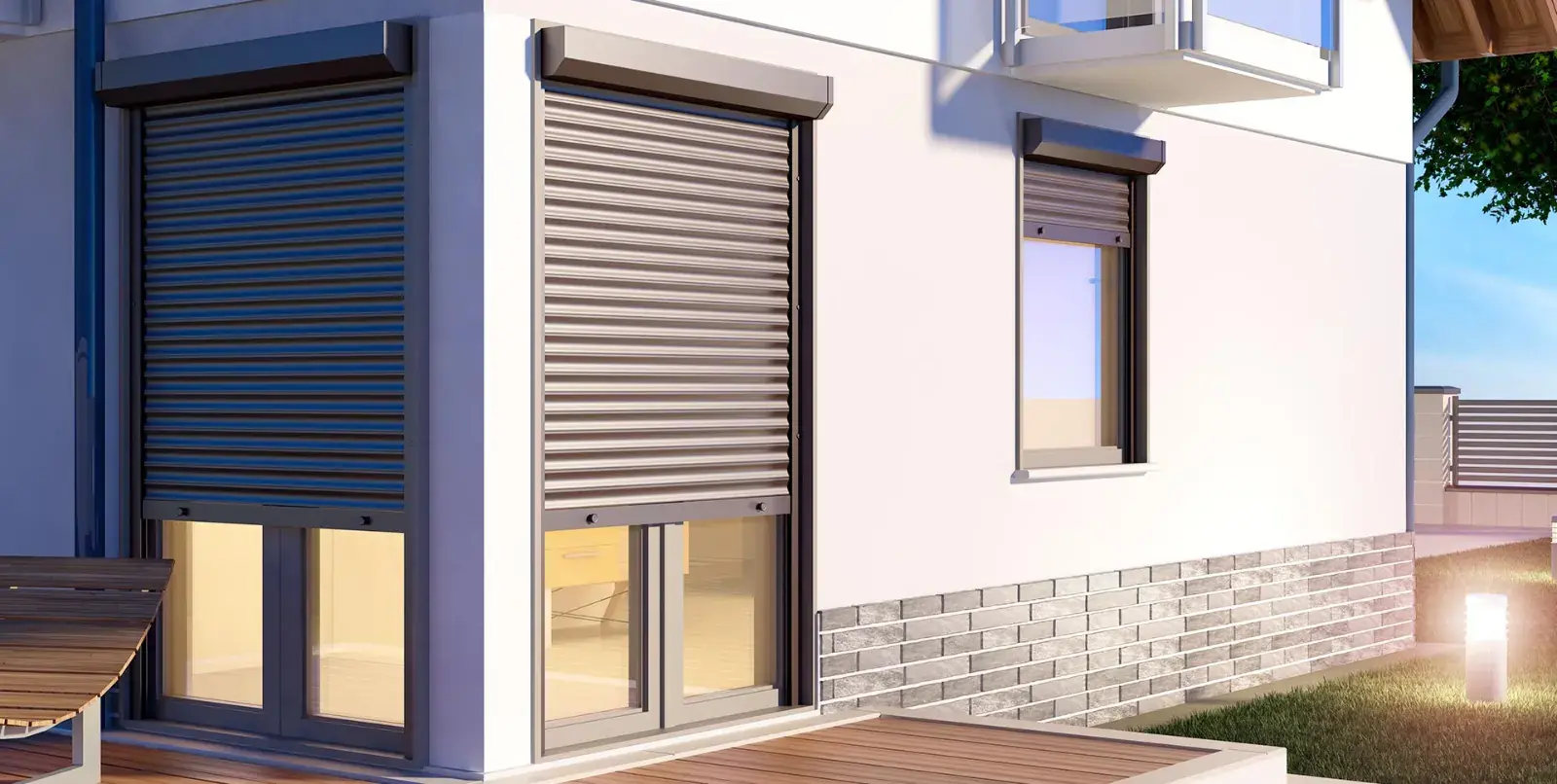 Volets roulants aluminium sur une façade du Pays d'Aix